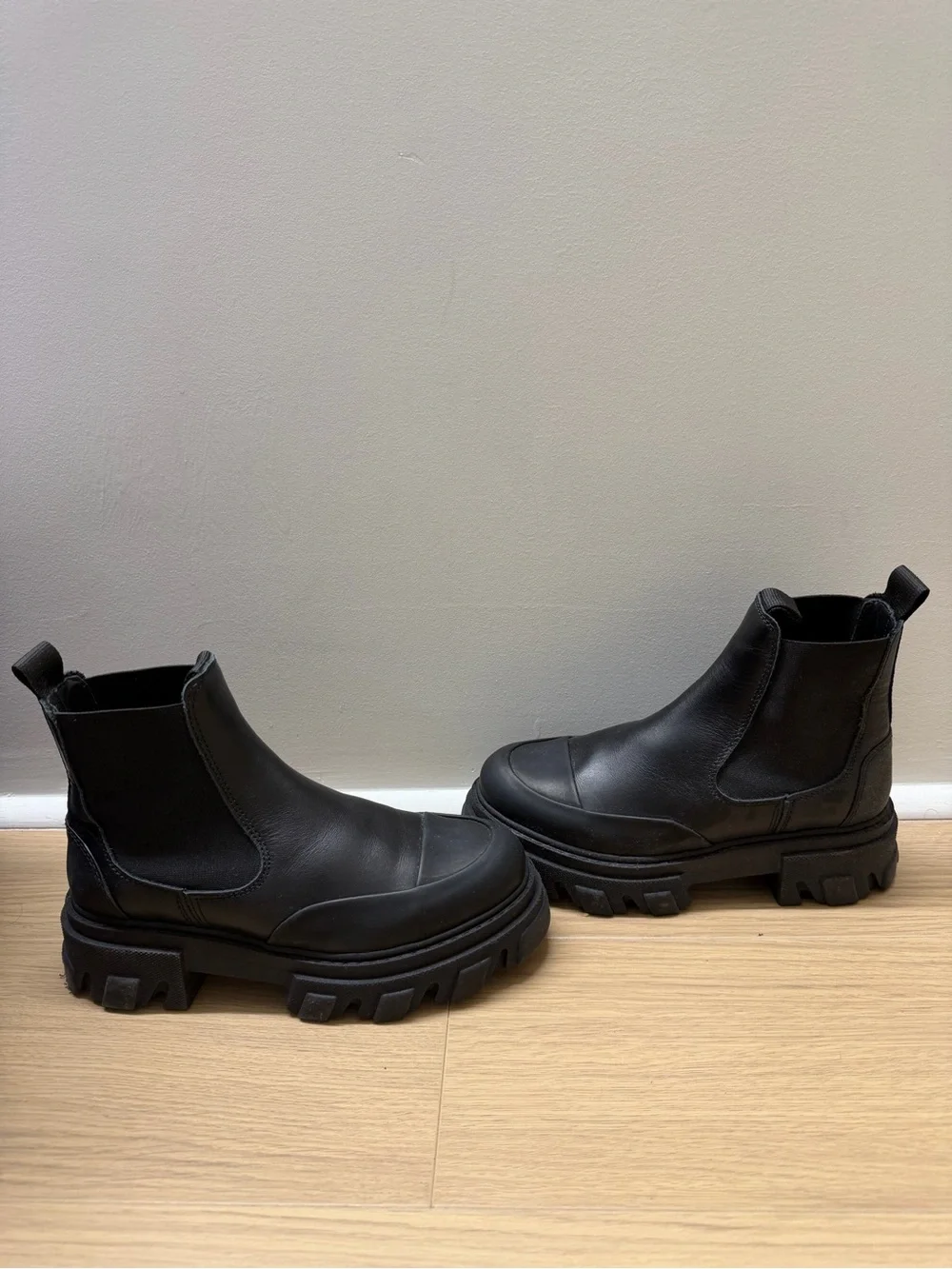 Ganni Black Chunky Lug Chelsea Boots